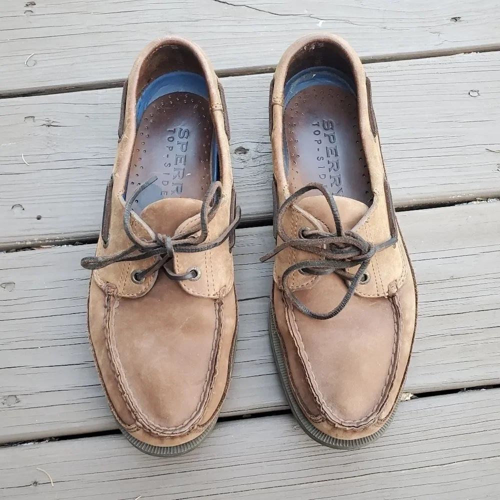 Sperry Top-Sider Original Two Eye Brown‎ Nubuck Suede Leather Boat Shoes 10.5